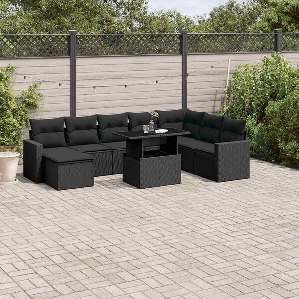 vidaXL Garden Sofa Set Black