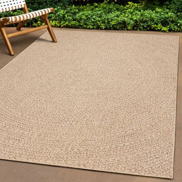 vidaXL Rug Beige Polypropylene 94.5 x 94.5 in Durable Rug Round