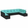 vidaXL Garden Sofa Set 10 pcs Black and Turquoise Poly Rattan