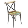 vidaXL Dining Chair Set of 6 Multicolor Reclaimed wood and steel