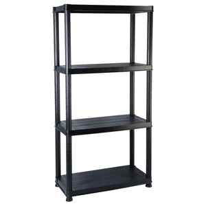 vidaXL Storage Shelf 4-Tier Black 24.0x12.0x51.2" Plastic