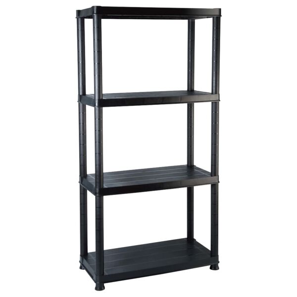 vidaXL Storage Shelf 4-Tier Black 24.0x12.0x51.2" Plastic