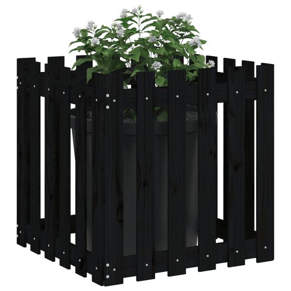 vidaXL Garden Planter Black Solid Pine Wood Medium Sturdy Planter