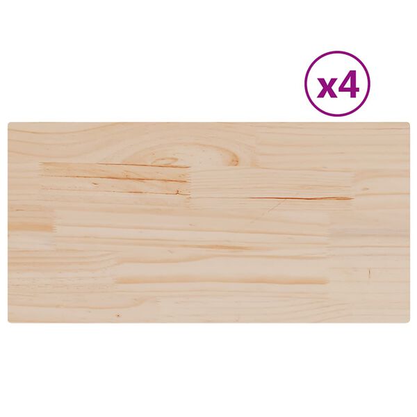 vidaXL Table Top Set of 4 Natural Solid pine wood 35.4 x 17.7 x 1.0 in