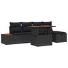 vidaXL Garden Sofa Set with Cushion 6 pcs Black Poly Rattan