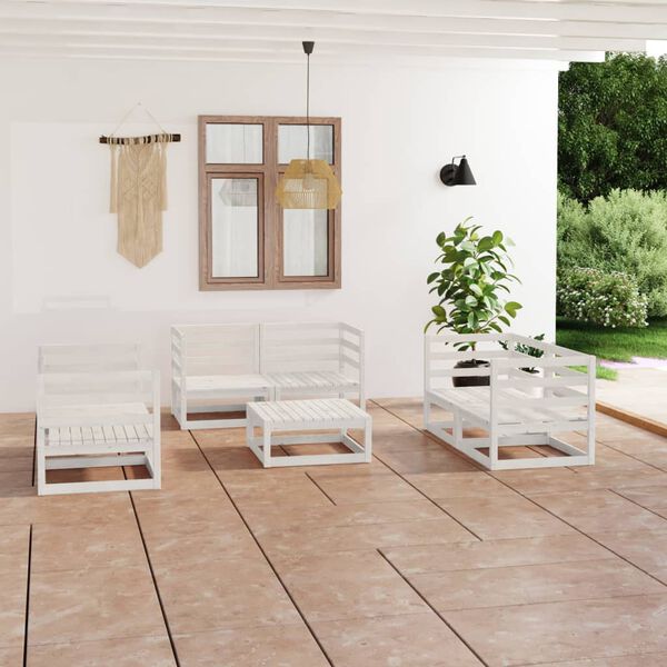 vidaXL Garden Lounge Set White Solid Pine Wood Medium Modular