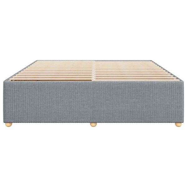 vidaXL Bed Frame Light gray Polyester, solid pine wood King Bed Frame