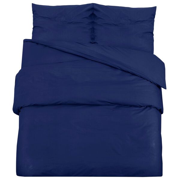 vidaXL Duvet Cover Set Navy Blue 100% Cotton 78.7 x 86.6 in Lightweight
