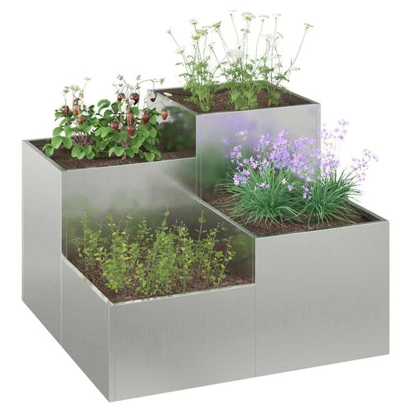 vidaXL Garden Planter Silver 100 x 100 x 60 cm Galvanized steel