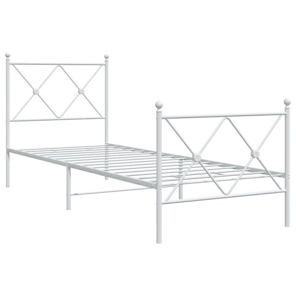 vidaXL Bed Frame White Steel Small Single Bed Frame Rectangular