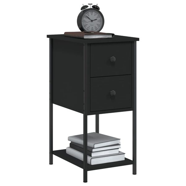 vidaXL Bedside Cabinet Black Engineered wood, iron Medium