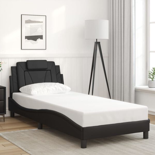 vidaXL Bed Frame "Viana" with LED without Mattress Black 35.4"x74.8"