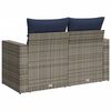vidaXL Patio Sofa with Cushions 2-Seater Gray Poly Rattan