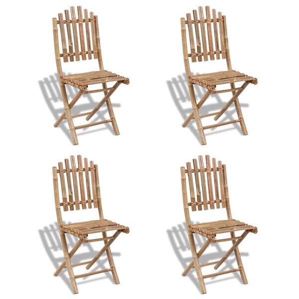 vidaXL Garden Furniture Set Natural Bamboo Solid Bamboo Medium Foldable