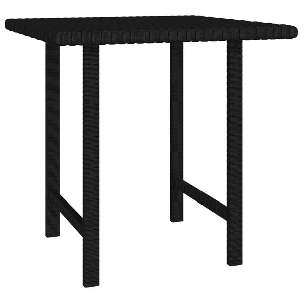 vidaXL Garden Side Table Black PE rattan, powder-coated steel Medium