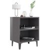 vidaXL Bed Cabinet High gloss grey Engineered wood, metal Bed Cabinet