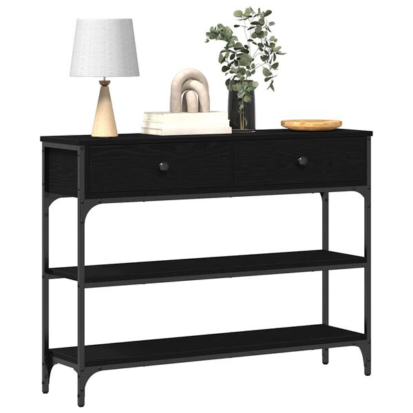 vidaXL Console Table Black Oak 72.5 x 25 x 75 cm Engineered Wood