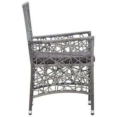 vidaXL Patio Chairs 2 pcs with Cushions Poly Rattan Gray