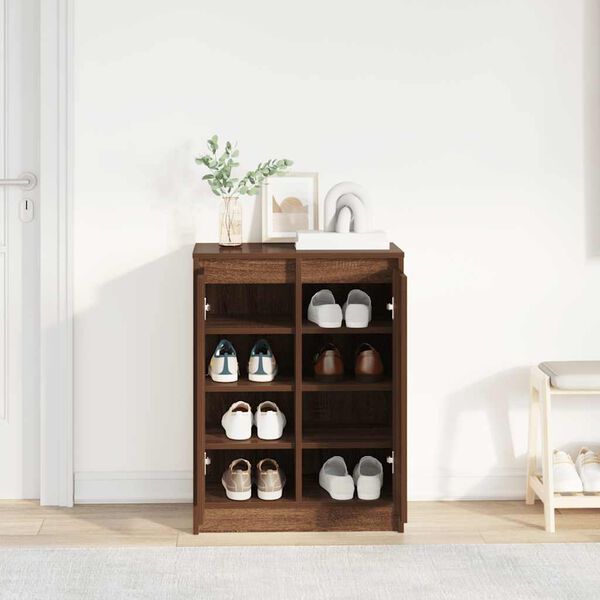 vidaXL Shoe Cabinet Brown Oak Engineered Wood Medium Shoe Cabinet