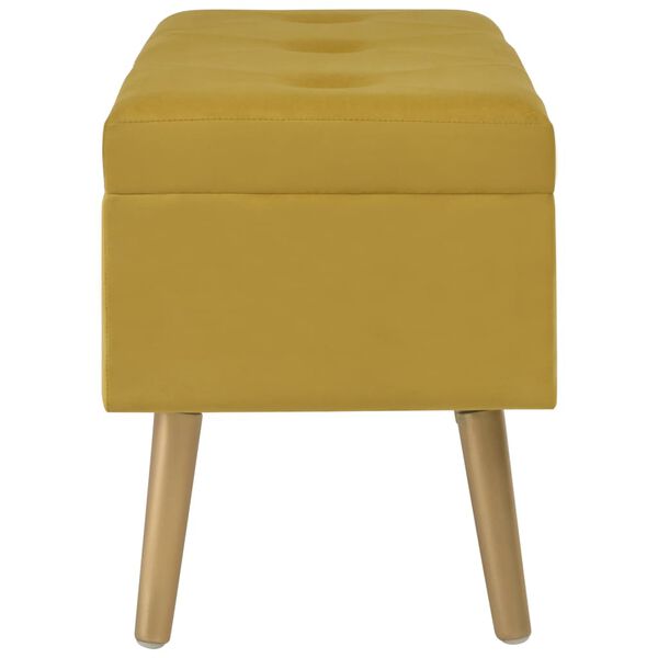 vidaXL Bench Mustard Yellow and Gold Velvet, Solid Pine Wood Medium