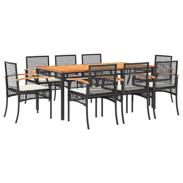 vidaXL Garden Dining Set Black, Cream White