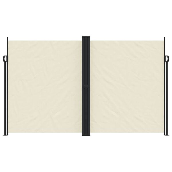 vidaXL Retractable Side Awning Cream 100% polyester with PU coating