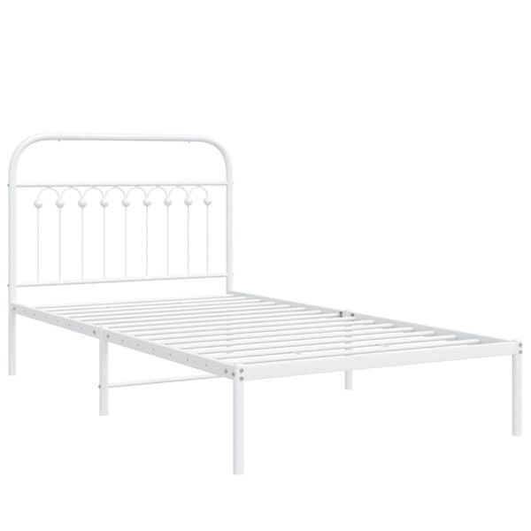 vidaXL Bed Frame White Steel 39.4 x 78.7 in Bed Frame Rectangular