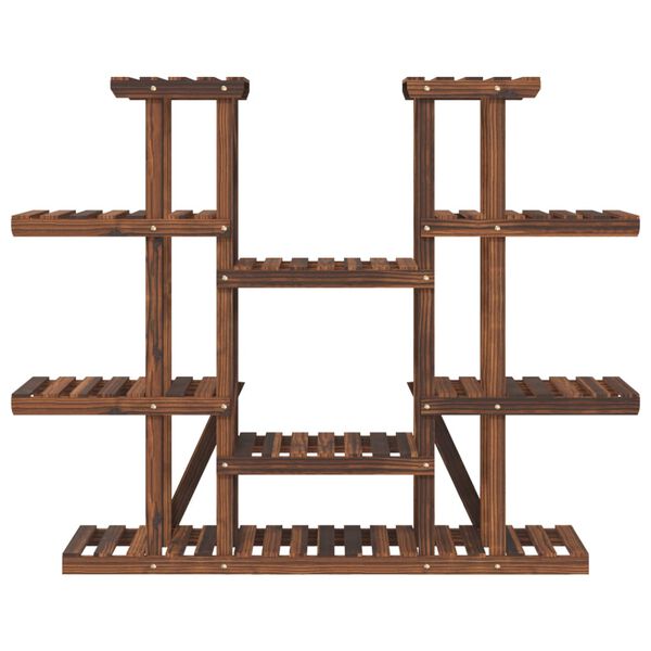 vidaXL Flower Stand Carbonized brown Carbonized solid fir wood Large