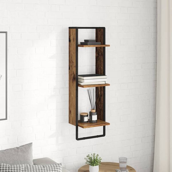 vidaXL Wall Shelf Old Wood 11.81 x 9.84 x 39.37 in Engineered Wood