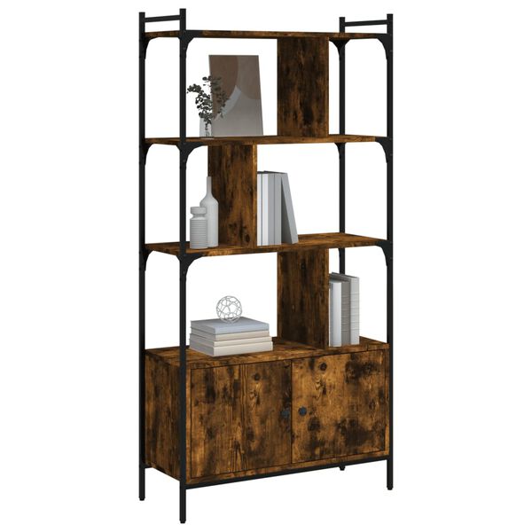 vidaXL Bookcase Smoked oak Engineered wood, steel 30.1 x 11.8 x 60.8 in