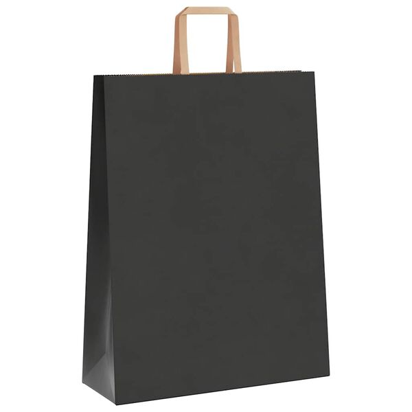 vidaXL Paper Bags 50 pcs with Handles Black 12.6x4.7x16.5"