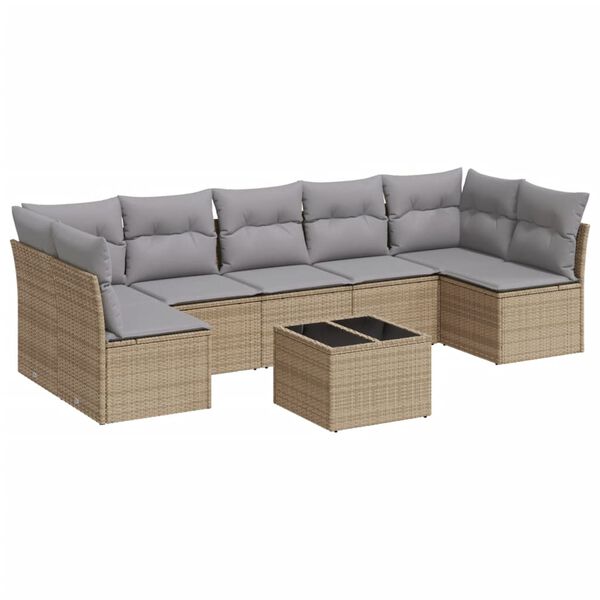 vidaXL Garden Sofa Set Beige, Light grey