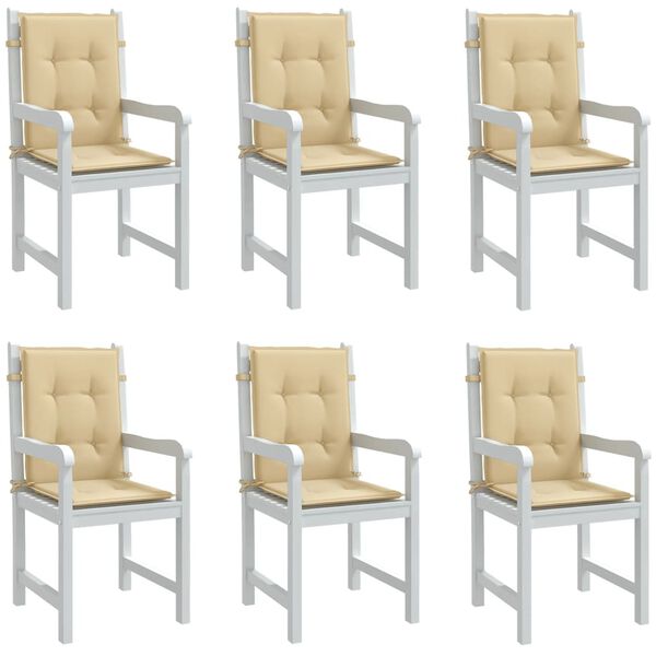 vidaXL Lowback Chair Cushion Set of 6 Melange beige 100% polyester