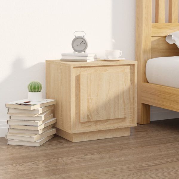 vidaXL Bedside Cabinet Set of 2 Sonoma Oak Engineered wood Compact