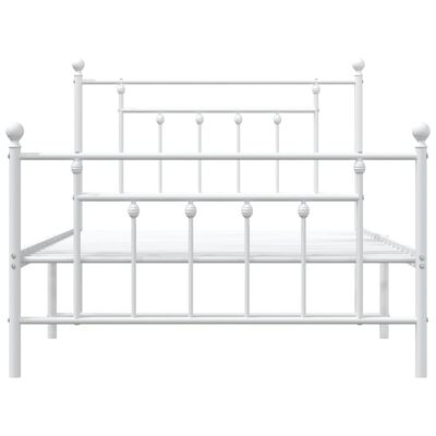 vidaXL Metal Bed Frame with Headboard and Footboard White 39.4"x78.7"