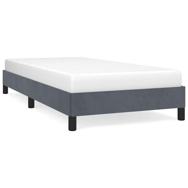 vidaXL Bed Frame Dark Gray Velvet, Plywood, Engineered Wood Twin XL