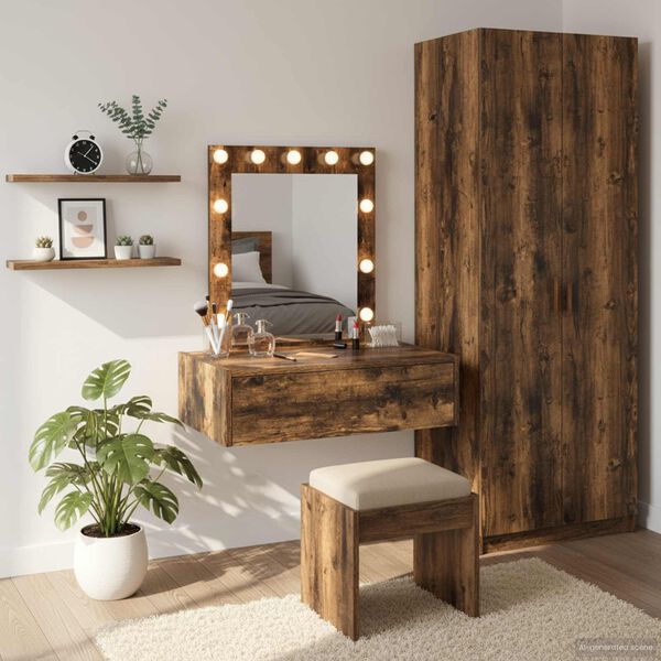vidaXL Dressing Table Brown 23.62 x 15.75 x 27.56 in Engineered Wood