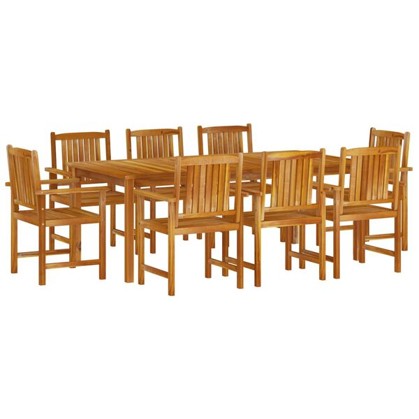 vidaXL Garden Dining Set Natural Wood Solid Acacia wood 9 Piece Durable