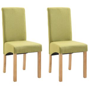 vidaXL Dining Chair Set of 2 Green Fabric and wooden frame Standard