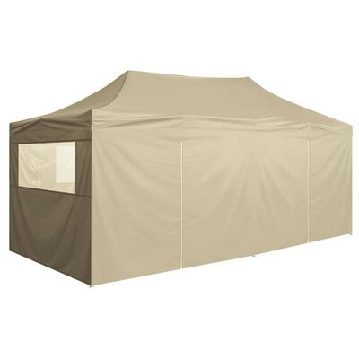 vidaXL Professional Folding Party Tent with 4 Sidewalls 9.8'x19.7' Steel Cream