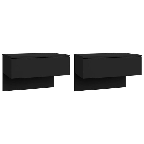 vidaXL Wall-mounted Bedside Cabinet Set of 2 Black Engineered wood