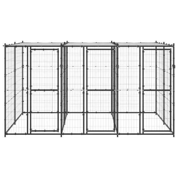 vidaXL Dog Kennel Black and silver Powder-coated steel 78.2 sq ft