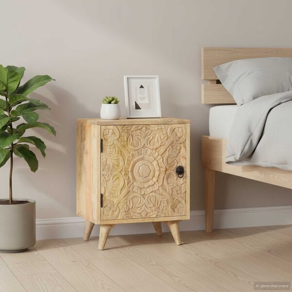 vidaXL Bedside Cabinet Natural Solid mango wood Compact Bedside Cabinet