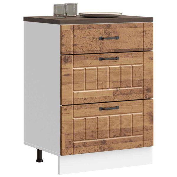 vidaXL Kitchen Base Cabinet Old Wood Engineered Wood 23.6 x 18.1 x 32.1 in