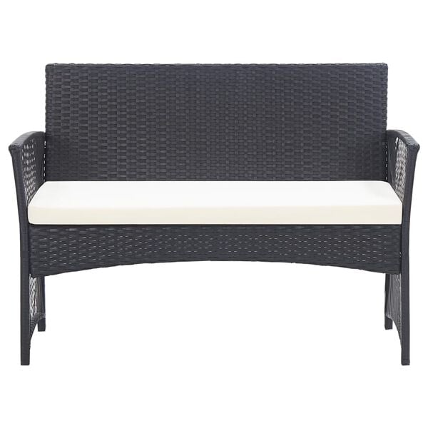 vidaXL Garden Lounge Set Black Poly Rattan Medium Removable Covers