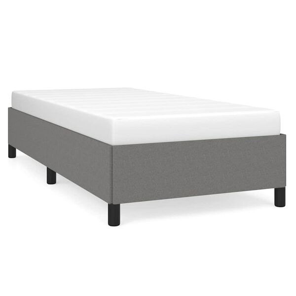vidaXL Bed Frame Dark gray Polyester, Plywood, Engineered Wood Twin