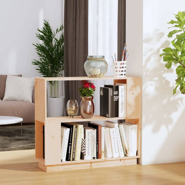 vidaXL Book Cabinet Natural wood Solid untreated pinewood Medium