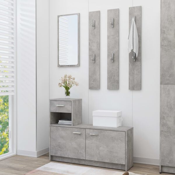 vidaXL Hallway Unit Concrete Gray 39.4"x9.8"x30.1" Engineered Wood