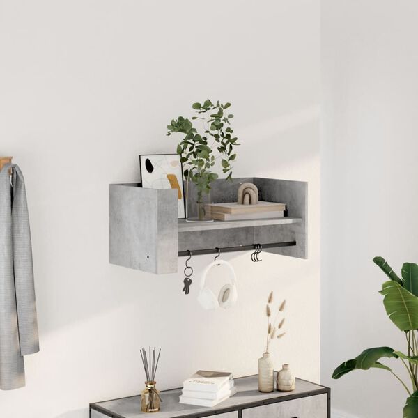 vidaXL Wall Shelf Concrete grey Engineered wood Medium Wall Shelf