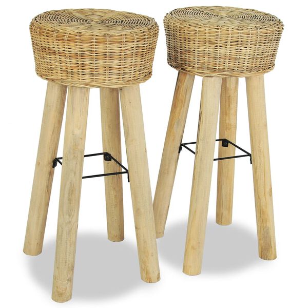 vidaXL Bar Chair Set of 2 Natural Rattan